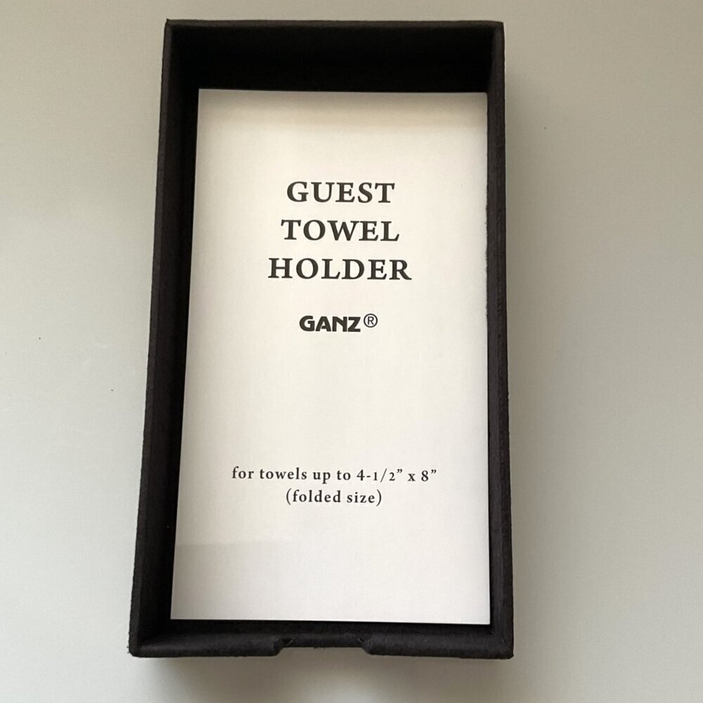 NWT Ganz Flocked Velvet-Like Guest Towel Holder – Black Bathroom Vanity Tray